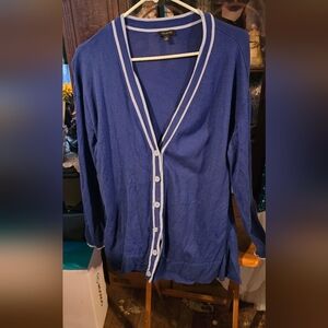 Talbots Royal Blue Cardigan with Light Blue Accents